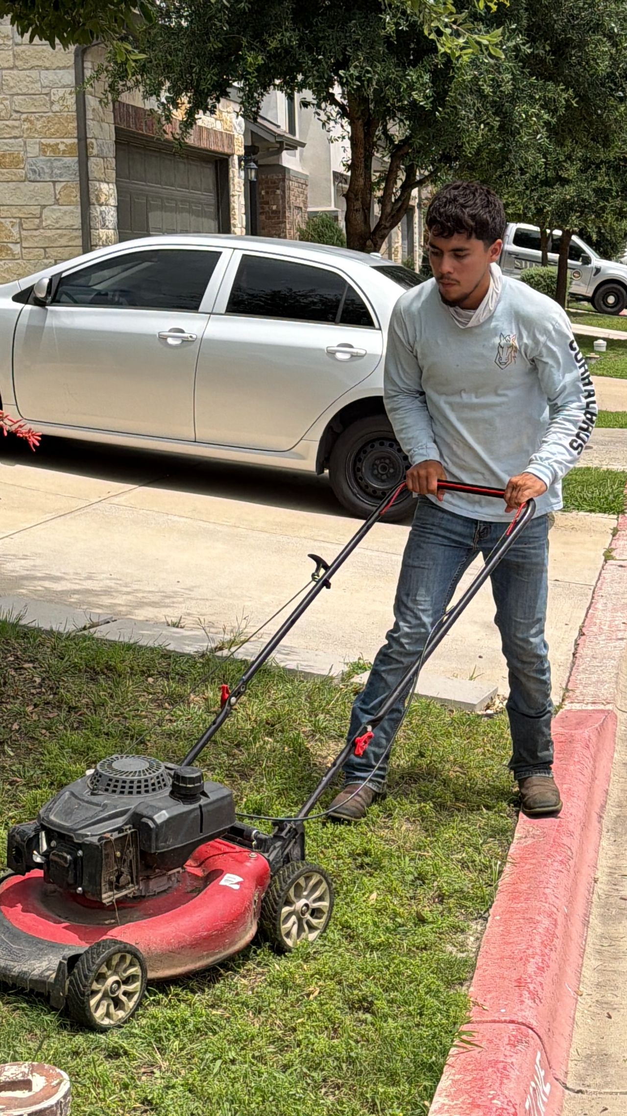 Site grading and edging work in Central Texas